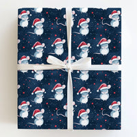 Adorable Santa Hat Mouse Gift Wrap, Christmas Mice Wrapping Paper, Holiday Mice Wrapping Paper, Whimsical Winter Animal Gift Wrapping Paper