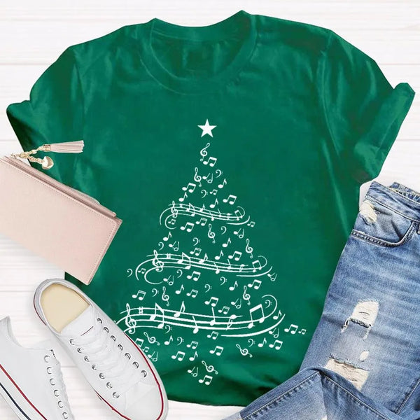 Holiday Musician Graphic Tee, Musical Notes Christmas Tree Shirt, Merry Christmas Music Lover Shirt, Music Teacher Holiday Pr