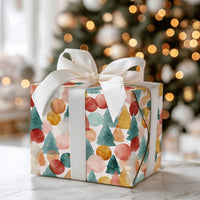 Modern Christmas Tree Gift Wrap, Abstract Watercolor Tree Wrapping Paper, Colorful Holiday Wrapping Paper, Artistic Present Paper Roll