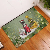Snow Tree Welcome Mat, Boston Terrier Christmas Doormat, Merry Christmas Dog Doormat, Winter Pet Floor Mat, Dog Lover Holiday Present
