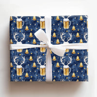 Reindeer Antler Beer Mug Gift Wrap, Rein-Beer Christmas Wrapping Paper, Humorous Holiday Beer Lover Wrapping Paper, Winter Night Sky Gift Wrap