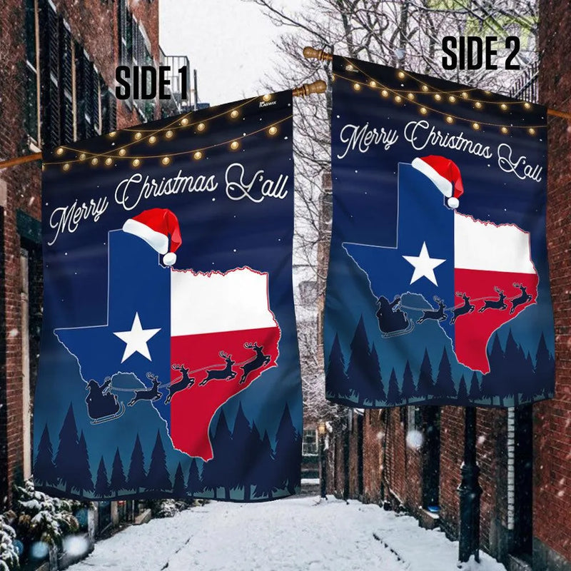 Santa Hat Lone Star Lawn Flag, Texas Merry Christmas Yall Garden Flag, Double-Sided Holiday Yard Decor, Texas Christmas Porch Banner