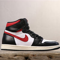 Retro High Top Sneakers, Black Red Colorway, Lace Up Design, Casual Gift for Sneaker Fans