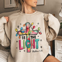 Matthew 5:14 Bible Verse Shirt, Be the Light Christian Sweatshirt, Faith Religious Crewneck, Scripture Pullover, Christmas Holiday Present