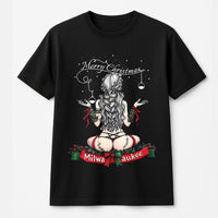 Vintage Pin-Up Girl Holiday Shirt, Milwaukee Christmas T-Shirt, Retro Milwaukee City Pride Tee, Edgy Graphic Christmas T-Shirt