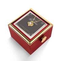 White Gold Finish Pendant, Love Knot Necklace for Girlfriend, CZ Crystal Love Knot Jewelry, Christmas Present for Her, Rotating Rose Box