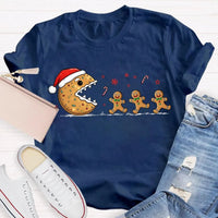 Adorable Snowflake Christmas Tee, Christmas Biscuit Santa Hat Shirt, Holiday Biscuit T-Shirt, Winter Cookie Shirt, Christmas Present for Women