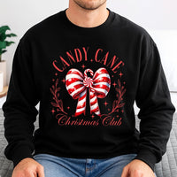 Holiday Ribbon Sweatshirt, Candy Cane Christmas Club Sweatshirt, Festive Winter Sweatshirt, Comfy Xmas Crewneck Sweater, Holiday Party Present