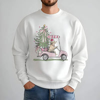 Holiday Dog Lover Sweatshirt, Golden Retriever Golf Cart Christmas Sweatshirt, Adorable Xmas Puppy Sweatshirt, Golfer Crewneck
