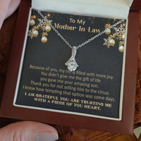 Ribbon Pendant Necklace, Mother-in-Law Necklace, Mom-in-Law Jewelry Present, Cubic Zirconia Cable Chain Necklace, Christmas Present for Mom