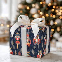 Navy Blue Nutcracker Gift Wrap, Nutcracker Christmas Wrapping Paper, Holiday Soldier Wrapping Paper, Festive Winter Holiday Wrapping Paper