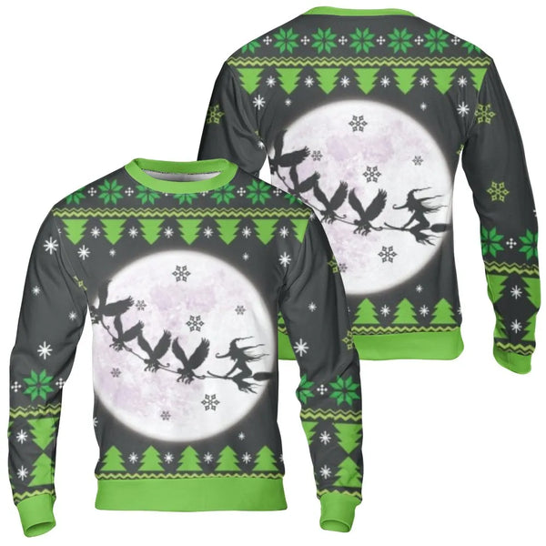 Full Moon Witchy Sweatshirt, Witch Raven Christmas Sweatshirt, Gothic Raven Crewneck Sweatshirt, Dark Fantasy Holiday Sweater