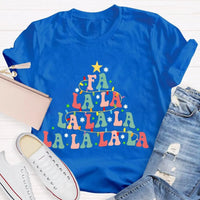 Retro Holiday Graphic Tee, Fa La La La Christmas Tree Shirt, Festive Christmas Vibes T-Shirt, Adorable Winter Holiday Apparel