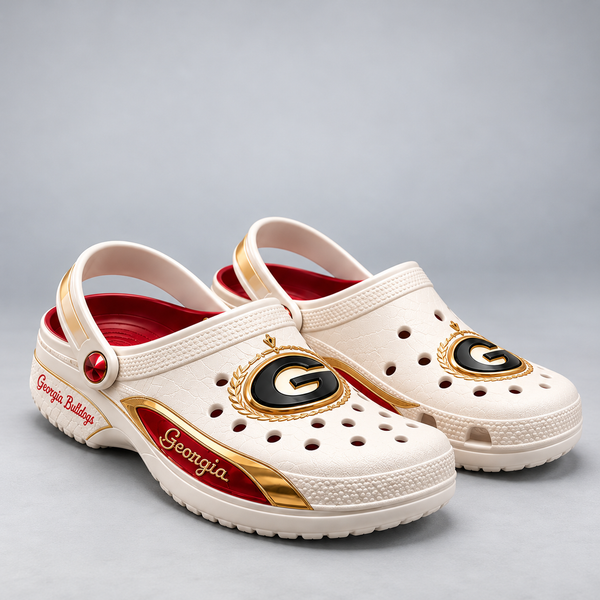 UGA Heritage - Ivory and Gold Crest Clogs - main