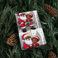 African American Santa Gift Wrap, Black Santa and Child Wrapping Paper, Festive Christmas Wrapping Paper, Adorable Holiday Gift Wrapping Paper