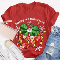 Bow Apple Christmas Shirt, Teacher Christmas Shirt, Holiday Lights Teacher Tee, Adorable School Holiday Shirt, Teacher Christmas Present