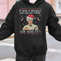 Humorous Murder Mystery Holiday Sweatshirt, True Crime Ugly Christmas Hoodie, Serial Killer Christmas Pullover, Comfy True Crime Hooded Sweater