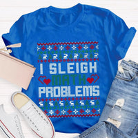 Humorous Christmas Math Shirt, I Sleigh Math Problems Teacher T-Shirt, Holiday STEM Graphic Tee, Math Educator Xmas Party Present