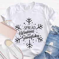 Winter Holiday Graphic Tee, Spread Kindness Like Snowflakes Christmas Shirt, Festive Kindness Quote T-Shirt, Merry Xmas Apparel Present