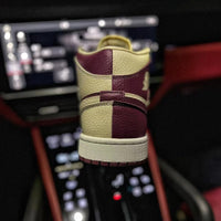 Mid Top Sneakers, Burgundy Khaki Colorway, Mismatched Colorway, Lace Up Design, Casual Gift for Sneaker Fans