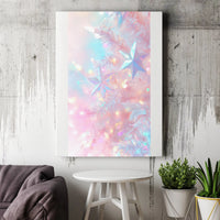 Iridescent Star Ornament Canvas Print, Pastel Christmas Canvas Wall Art, Dreamy Holiday Canvas Art, Festive Winter Wall Decor, Xmas Present