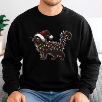 Humorous Black Cat in Holiday Lights Crewneck, Cat Christmas Sweatshirt, Festive Kitty Holiday Sweater, Comfy Animal Lover Graphic Pullover