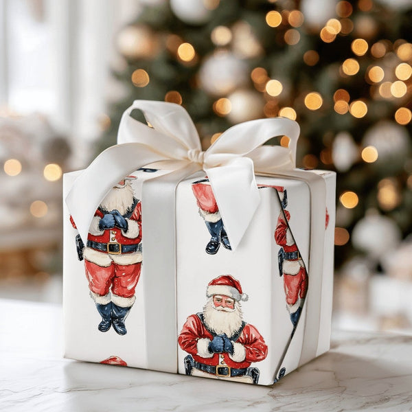 Law Enforcement Santa Claus Gift Wrap, Police Santa Wrapping Paper, Humorous Cop Santa Holiday Paper, Adorable Christmas Gift