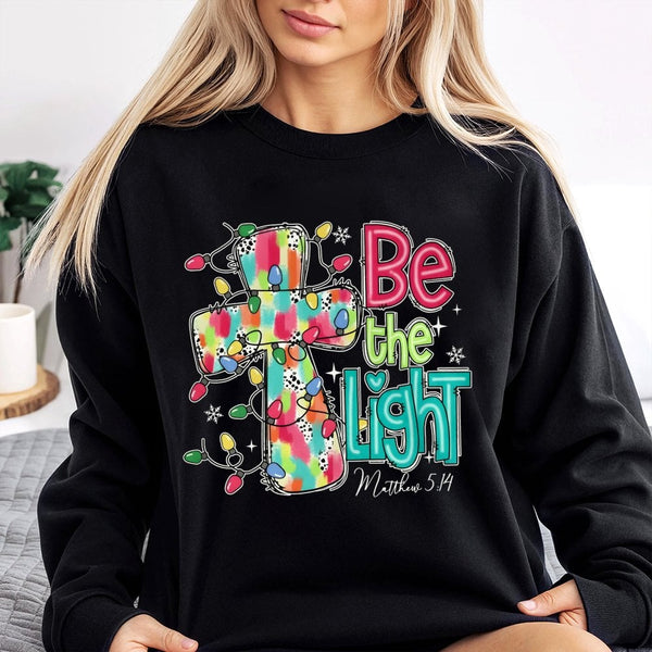Matthew 5:14 Scripture Crewneck, Be the Light Christmas Cross Sweatshirt, Religious Holiday Faith Pullover, Christian Christm