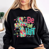 Matthew 5:14 Scripture Crewneck, Be the Light Christmas Cross Sweatshirt, Religious Holiday Faith Pullover, Christian Christmas Present