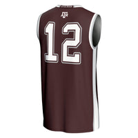 #12 Texas A&M Aggies Basketball Lightweight Fashion Jersey - Maroon
