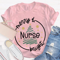 Healthcare RN Holiday Graphic Tee, Merry Nurse Bright Christmas Tree Shirt, Medical Staff Christmas T-Shirt, Nurse Holiday Season Present
