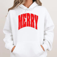 Varsity Font Christmas Hoodie, Merry Christmas Hoodie, Vintage Holiday Graphic Sweatshirt, Retro Xmas Hoodie, Unisex Christmas Season Present