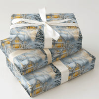 Snowy Christmas Cottage Gift Wrap, Winter Village Wrapping Paper, Comfy Holiday Town Wrapping Paper, Nostalgic Winter Present Present Packaging