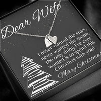 Hand Stamped Initial Charm Necklace, Personalized Heart Necklace for Wife, 18k Gold Finish Heart Necklace, Romantic Christmas Present