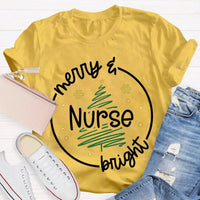 Healthcare RN Holiday Graphic Tee, Merry Nurse Bright Christmas Tree Shirt, Medical Staff Christmas T-Shirt, Nurse Holiday Season Present