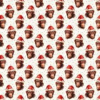 Adorable Chimp Holiday Gift Wrap Roll, Santa Monkey Christmas Wrapping Paper, Humorous Animal Xmas Wrapping Paper, Festive Kids Present Supplies