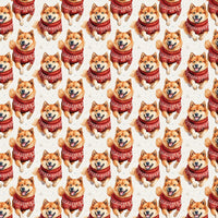 Running Dog in Sweaters Gift Wrap, Shiba Inu Christmas Wrapping Paper, Adorable Pet Present Paper, Holiday Dog Wrapping Paper