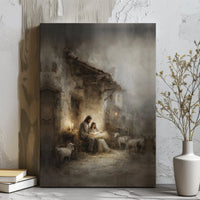 Holy Family Manger Canvas Wall Art, Nativity Scene Canvas Print, Christian Religious Canvas Decor, Christmas Nativity Art, Faith Home Present