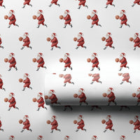 Sporty Christmas Gift Wrap, Basketball Santa Wrapping Paper, Dribbling Santa Wrapping Paper, Basketball Fan Holiday Gift Wrap, Xmas Paper