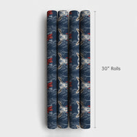 Navy Blue Red Scarf Holiday Gift Wrap, Winter Goat Christmas Wrapping Paper, Farm Animal Christmas Wrapping Paper, Festive Winter Gift Wrap