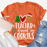 Christmas Tree Holiday Teacher Shirt, Teacher of Smart Cookies T-Shirt, Humorous Teacher Xmas Tee, Adorable School Educator Present T-Shirt