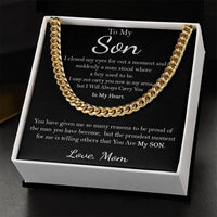 Stainless Steel Cuban Link Necklace, To My Son Cuban Link Chain from Mom, Keepsake Message Card Cuban Chain, Son Birthday or Christmas Present