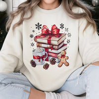 Comfy Holiday Reading Sweatshirt, Christmas Books Sweatshirt, Book Lover Xmas Sweatshirt, Bookish Reader Winter Crewneck Pullover Present
