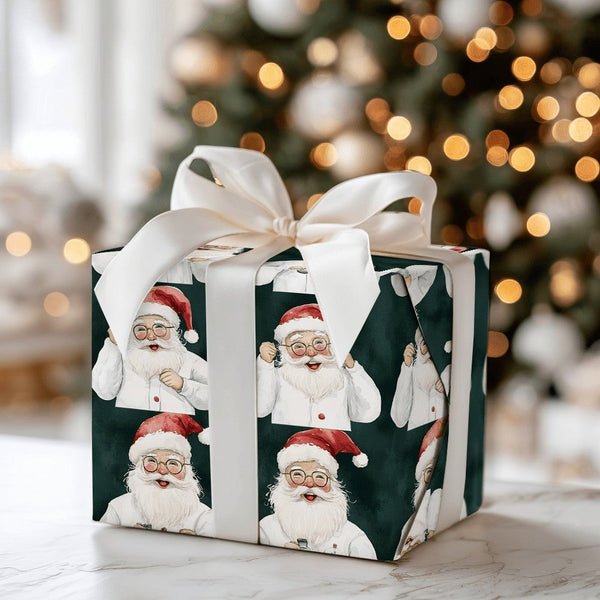 Lab Coat Scientist Christmas Gift Wrap, Doctor Santa Wrapping Paper, Medical Nurse Holiday Present Paper, Science Xmas Wrappi
