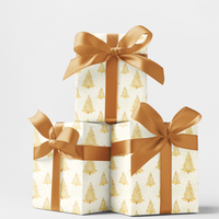 Elegant Christmas Tree Gift Wrap, Gold Watercolor Pine Tree Wrapping Paper, Winter Evergreen Holiday Gift Wrap, Festive Xmas Wrapping Paper