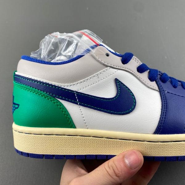 Low Top Sneakers, White Green Purple Colorway, Lace Up Design, Casual Gift for Sneaker Fans