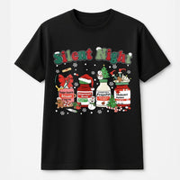 Humorous ICU Meds Graphic Tee, Silent Night Nurse Christmas T-Shirt, Medical Holiday Shirt, Registered Nurse Christmas Shirt, Xmas Present for RN