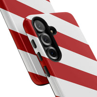 Red White Diagonal Striped Phone Cover, Candy Cane Stripe Samsung Galaxy Phone Case, Holiday Christmas Phone Case