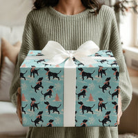 Winter Dog Holiday Gift Wrap, Black Labrador Wrapping Paper, Adorable Pink Scarf Lab Wrapping Paper, Dog Lover Christmas Gift Wrap Roll