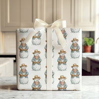 Western Christmas Gift Wrap, Cowboy Snowman Wrapping Paper, Watercolor Winter Cowboy Holiday Wrapping Paper, Rustic Holiday Gift Wrap Roll